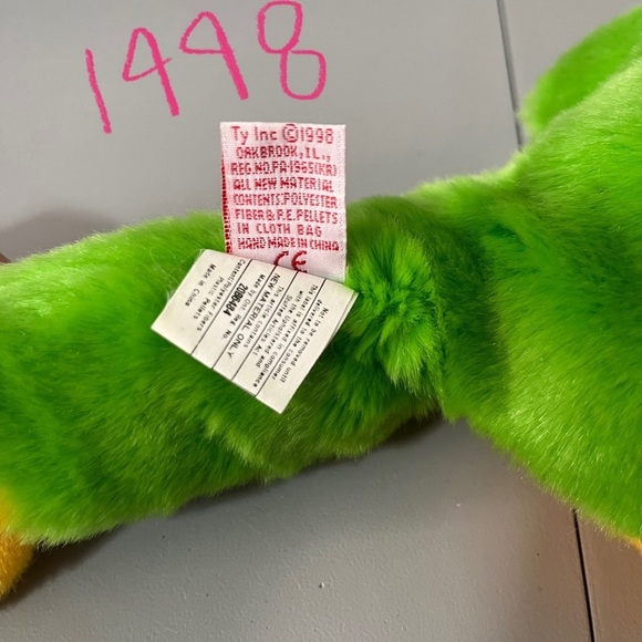 3/25$(Mix) TY Beanie Baby “Smoochy” The Frog 1998 Green/Yellow - Picture 9 of 10